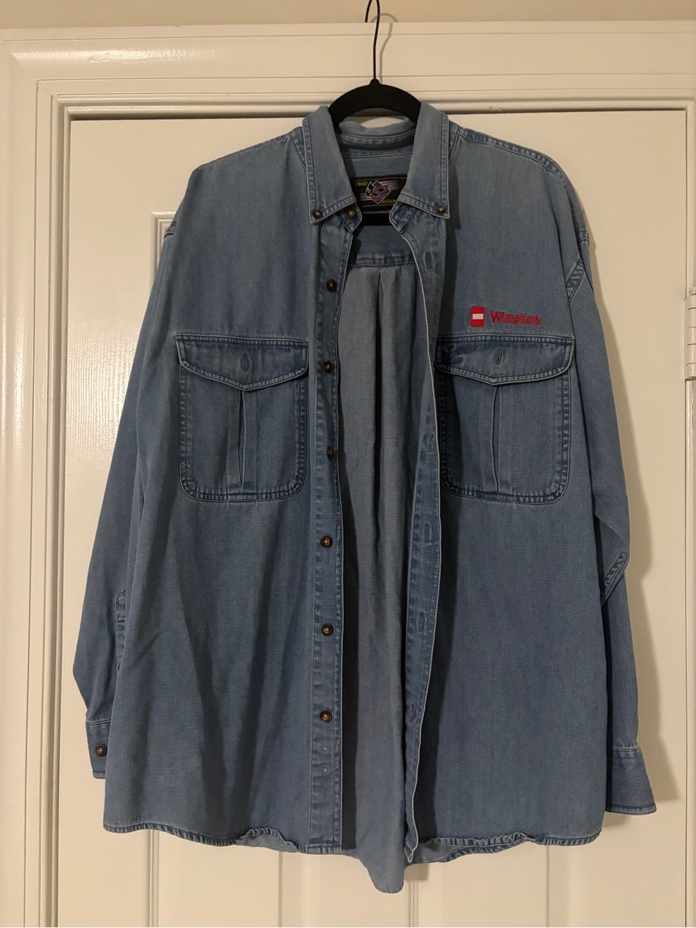 Vintage Winston Cigarettes Light Blue Denim Shirt Jacket - Men's